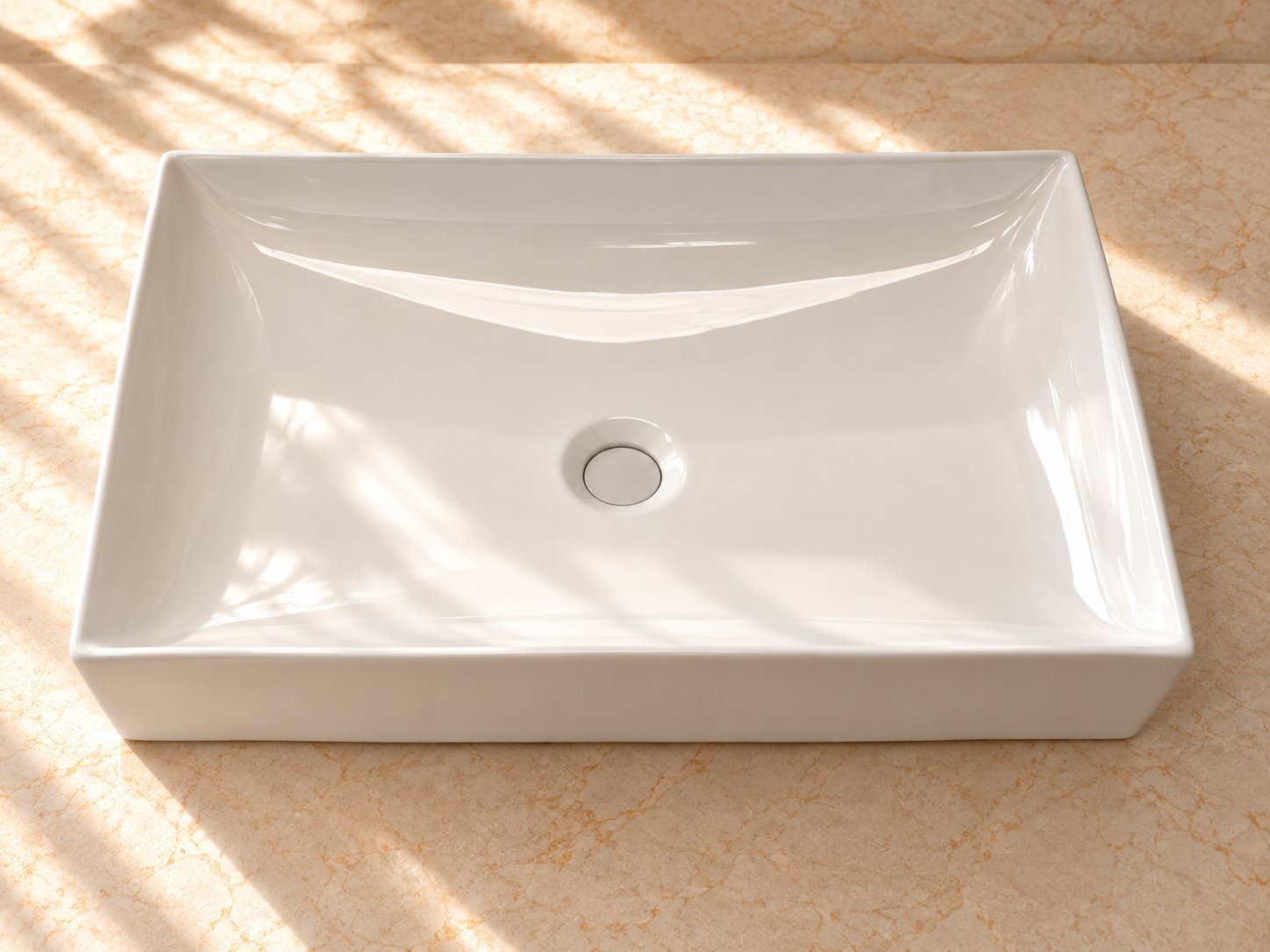 Countertop Sink. White Ceramic Vessel Basin