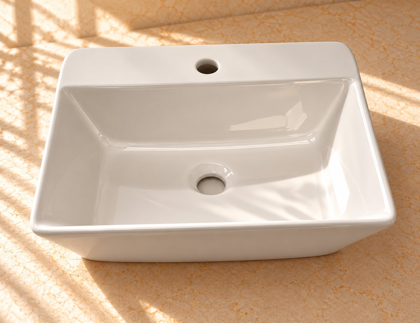 Countertop Sink.  White Ceramic Bathroom Sink