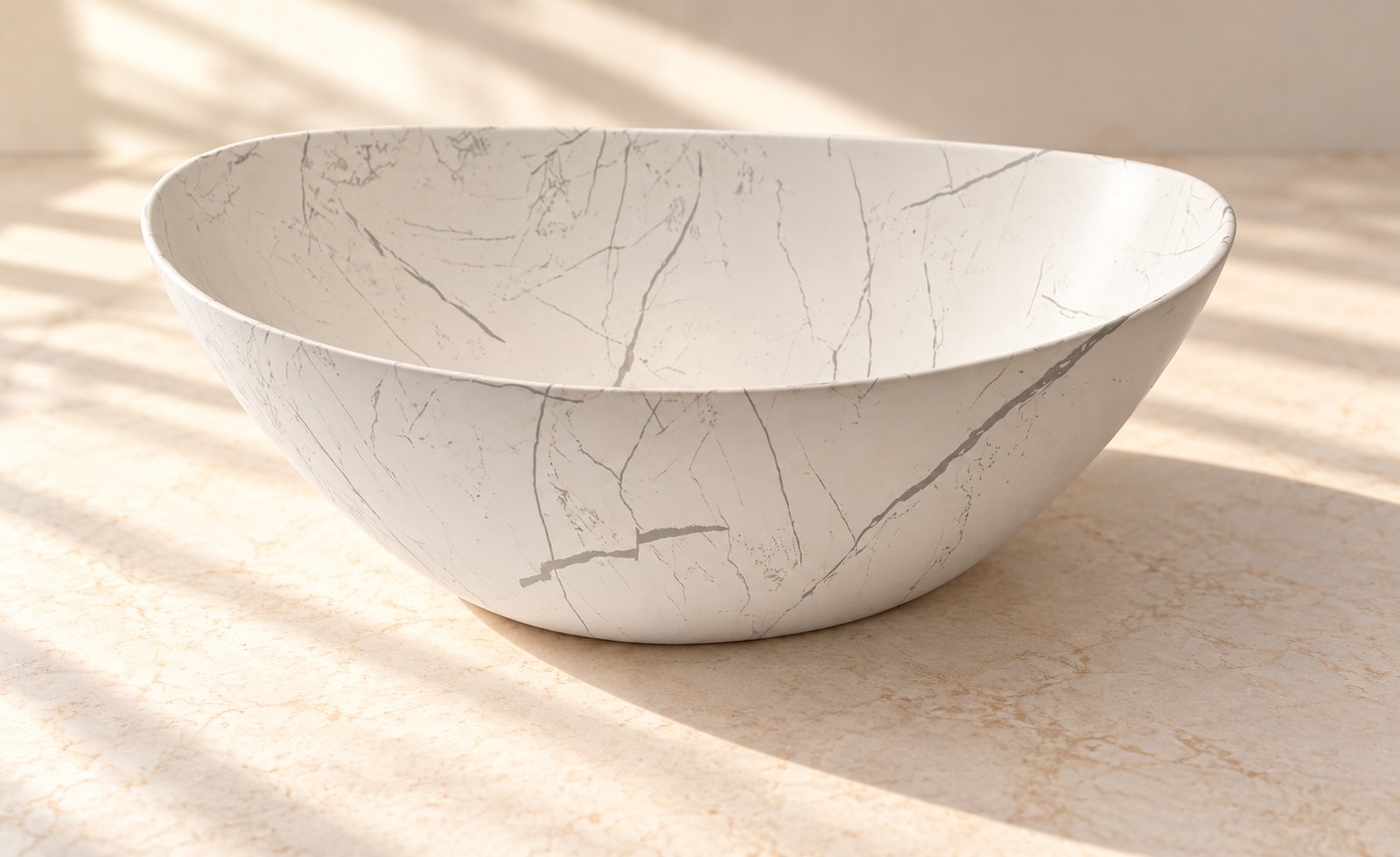 Countertop Sink. Sunlit Marble Vessel Sink.