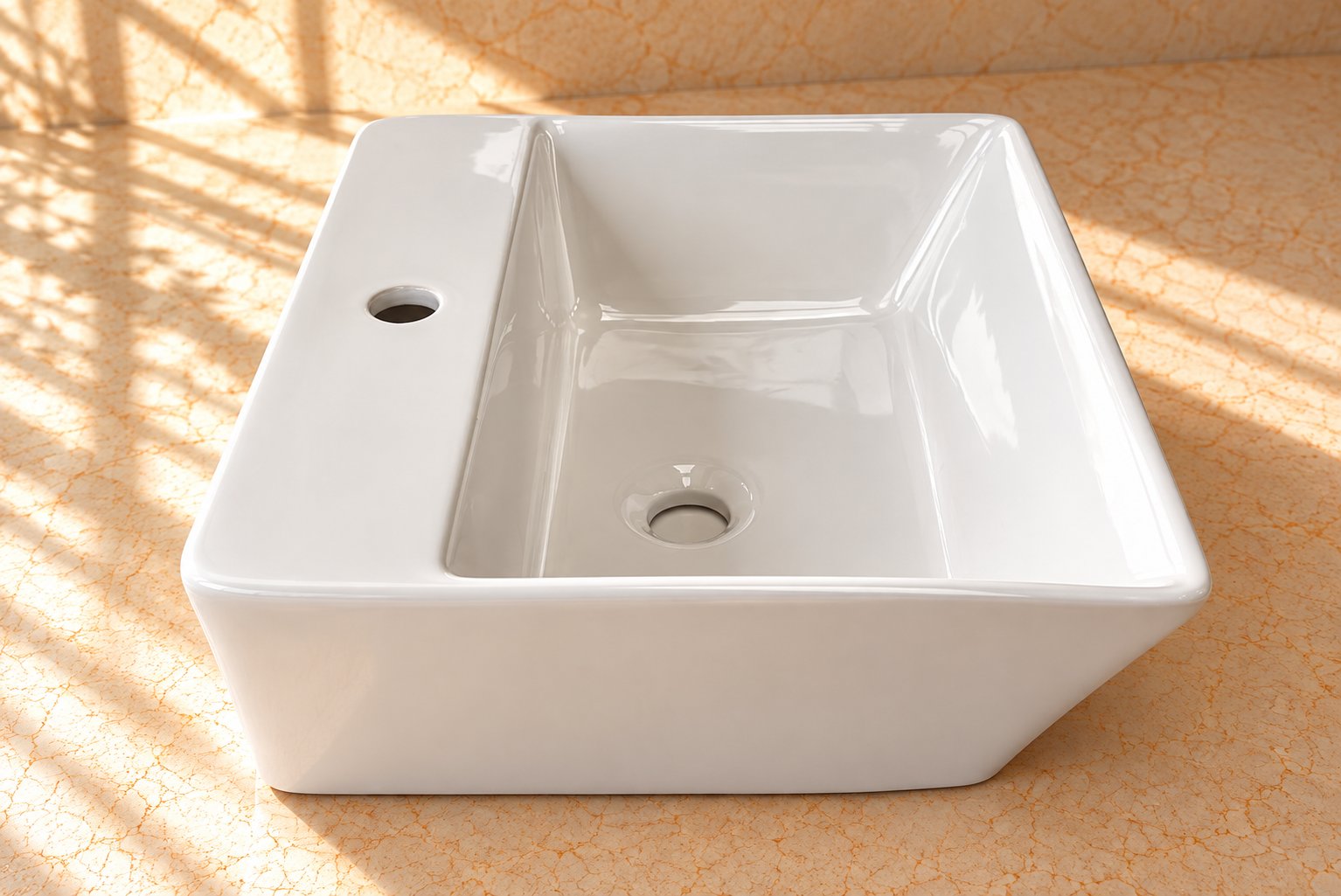 Countertop Sink.  White Ceramic Bathroom Sink