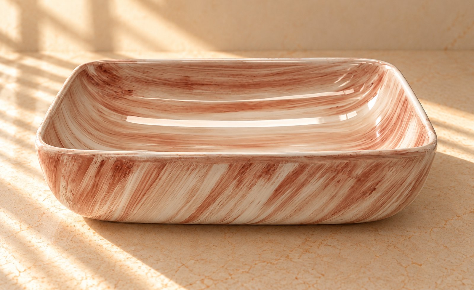 Countertop Sink. Marbled Ceramic Vessel Sink
