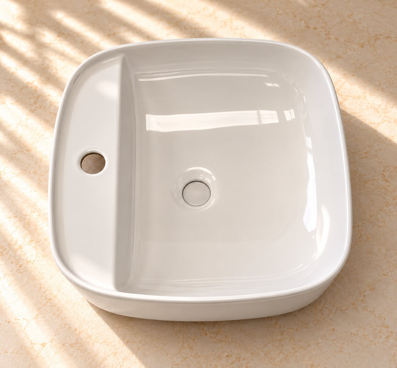 Countertop Sink. Sunlit White.