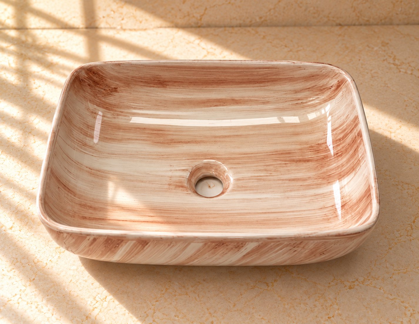 Countertop Sink. Marbled Ceramic Vessel Sink