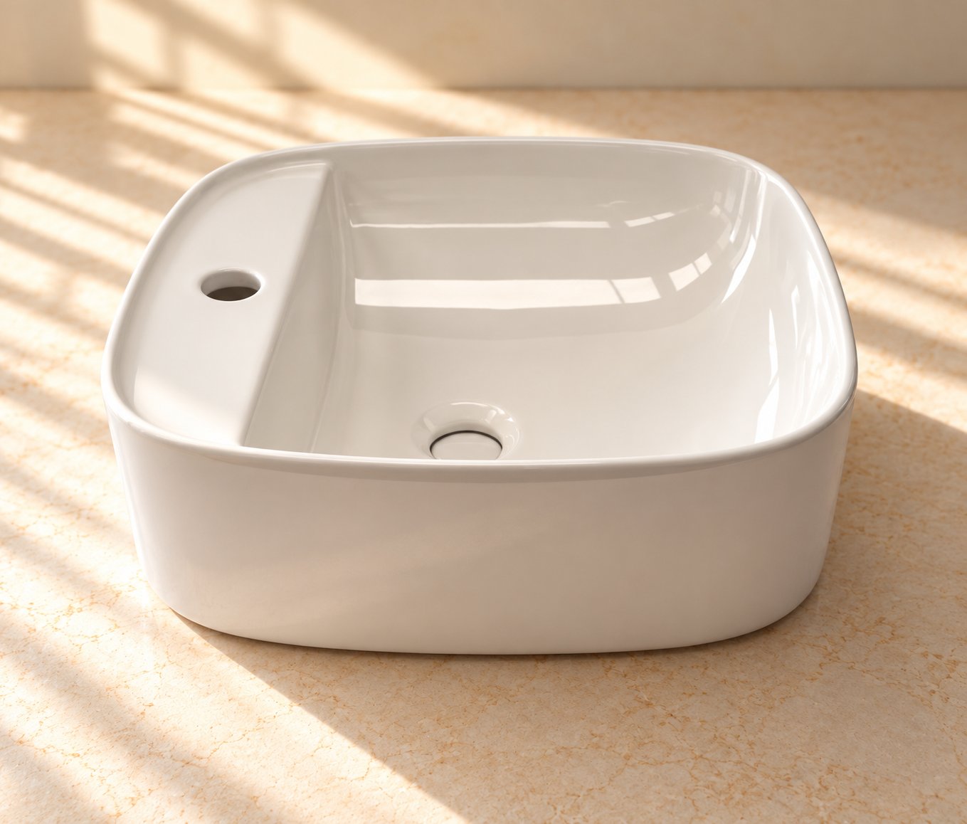 Countertop Sink. Sunlit White.